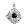 .925 Silver & Onyx Diamond-Shape Filigree Pendant