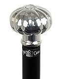 Silver Plated Pumpkin Knob Handle Walking Stick With Black Beechwood Shaft