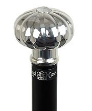 Silver Plated Pumpkin Knob Handle Walking Stick With Black Beechwood Shaft