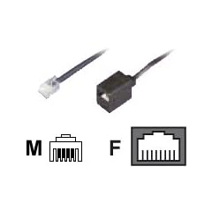 Reduzier-Adapter, RJ11(6p4c)-Stecker-RJ45(8p4c)-Buchse, Kabel: 4-adrig, flach und schwarz, 0,15 m