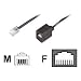 Reduzier-Adapter, RJ11(6p4c)-Stecker-RJ45(8p4c)-Buchse, Kabel: 4-adrig, flach und schwarz, 0,15 m