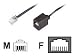 Reduzier-Adapter, RJ11(6p4c)-Stecker-RJ45(8p4c)-Buchse, Kabel: 4-adrig, flach und schwarz, 0,15 m