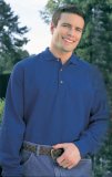 Big Mens Champion Long Sleeve Pique Polo Knit Placket Shirt (Big & Tall and Regular Sizes)