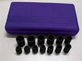 Westward 4PRF5 Impact Mag Socket Set, 3/8 Dr, Std, 13 Pc