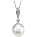 14k Wht Gold S. Sea Cult. Pearl Diamond 14mm Circle 1/4ct