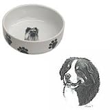 Bernese Mountain Dog Paw Print Bowl, Porcelain by Rosalinde (7 in. x 2.5 in. deep)