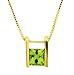 10K Yellow Gold Princess Cut Peridot Pendant with 18 Chain