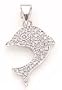 14kt White Gold Diamond Dolphin Charm- DS1091