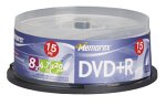 Electronics: Memorex 4.7GB 8x DVD+R Media  15 Pack Spindle 