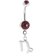 Ruby Red Gem Zodiac Sign Dangle Belly Ring - Capricorn