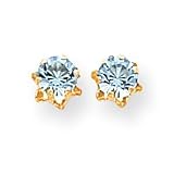 Sardelli - 14k 5.00mm Synthetic Aquamarine (March Birthstone) Earrings
