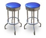 2 Glitter Blue Vinyl Specialty / Custom Barstools Set