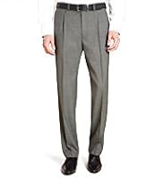 Active Waistband Supercrease® Single Pleat Trousers with Wool