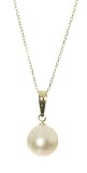 Classical 9 ct Gold White 9.0-9.5mm Pearl Women Pendant + Chain