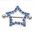 Stainless Steel Shields Nipple Ring with Blue CZ - Sold Individually