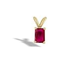 14K Yellow Gold Genuine Emerald-cut Ruby Pendant