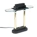 Office Products : Catalina Lighting W7042 Halogen Desk Lamp with Glass Shade, 15 High, Brass Poles On Black Metal Base