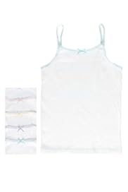 5 Pack Pure Cotton Scallop Trim Cami Vests