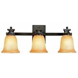 Commercial Electric Rustic Iron 3-light Vanity with Antique Ivory Glass