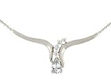 14K White Gold Genuine Pear White Topaz and Diamond Pendant