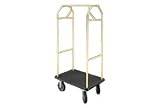 Bellman Hotel Cart 41x24 Satin Brass With Black Carpet And Rubber Wheels