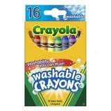 Washable Crayon, Crayola, 16 Ct., Regular Size, Assorted Colors, Tuck Box BIN526916