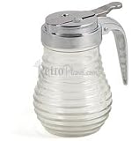 Glass Syrup Dispenser Chrome Top with Beehive Design