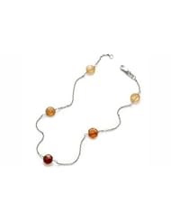14K White Gold 10" Cable Chain Anklet Bracelet, Set With Multi-Colored Semi-Precious Beads.