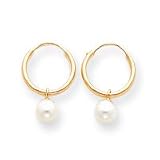 Sardelli - 14k Gold Polished Small Endless Hoops with Cultured Pearl Enhancer Earrings