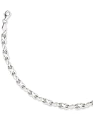 14k White Gold Hollow Satin and High X & O 7 Inch Bracelet w/ Lobster