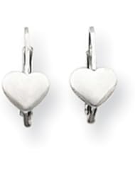 14k White Gold Leverback Plain Heart Childs Earrings