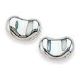 Plain shiny kidney bean Solid Sterling Silver Earrings