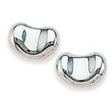 Plain shiny kidney bean Solid Sterling Silver Earrings
