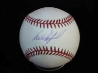 Delgado, Carlos Autographed/Hand Signed MLB Baseball on the sweetspot
