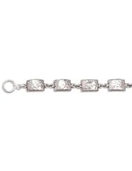 Link Bracelet Hammered Sterling Silver Toggle Clasp Antique Finish