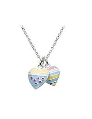 Silver Enameled Double Ice Cream Heart Girls Necklace (12 or 14 in)