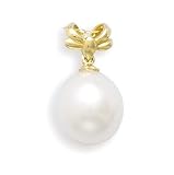 14k Yellow Gold Bow w/Cultured Freshwater Pearl Slide Drop