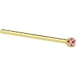 Solid 14KT Yellow Gold 1.5mm Genuine Pink Sapphire Straight Fishtail 3/4 - 20 Gauge