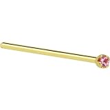 Solid 14KT Yellow Gold 1.5mm Genuine Pink Sapphire Straight Fishtail 3/4 - 20 Gauge