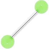 Neon Green GLOW in the DARK Barbell Tongue Ring
