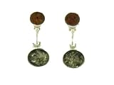 Sterling Silver Multi Amber Round Earrings