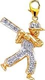 Baseball Player, 14K Gold Diamond Charm