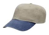 Upscale 100% Cotton 2 Tone Pigment Dyed Hat Cap - Khaki/Navy Blue