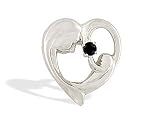 14K White Gold Genuine Round Black Onyx Mother with Child Pendant