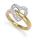 Jewelco London 9ct Solid gold hand finished plain Ring with white gold Flip over Heart set with cubic zirconia stones