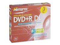 Electronics: Memorex 2.4x 8.5 GB Double Layer DVD+R Pack  3 Discs 