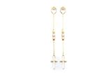 14k Tricolor Beaded Dangle Cross Earrings