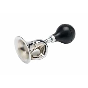 Inline Bicycle Bugle Horn Chrome With Black Bulb
