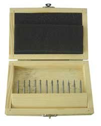 Westward 2LYR8 Carbide Bur Set, Dbl Cut, 1/8 In, 12 Pcs