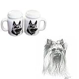 Yorkshire Terrier Large Salt and Pepper Shaker, Porcelain by Rosalinde (4')